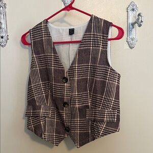 SHEIN Brown Plaid Vest